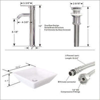 Goodyo® 16" Square White Ceramic Basin Bathroom Vessel Sink