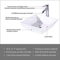 Goodyo® 16" Square White Ceramic Basin Bathroom Vessel Sink