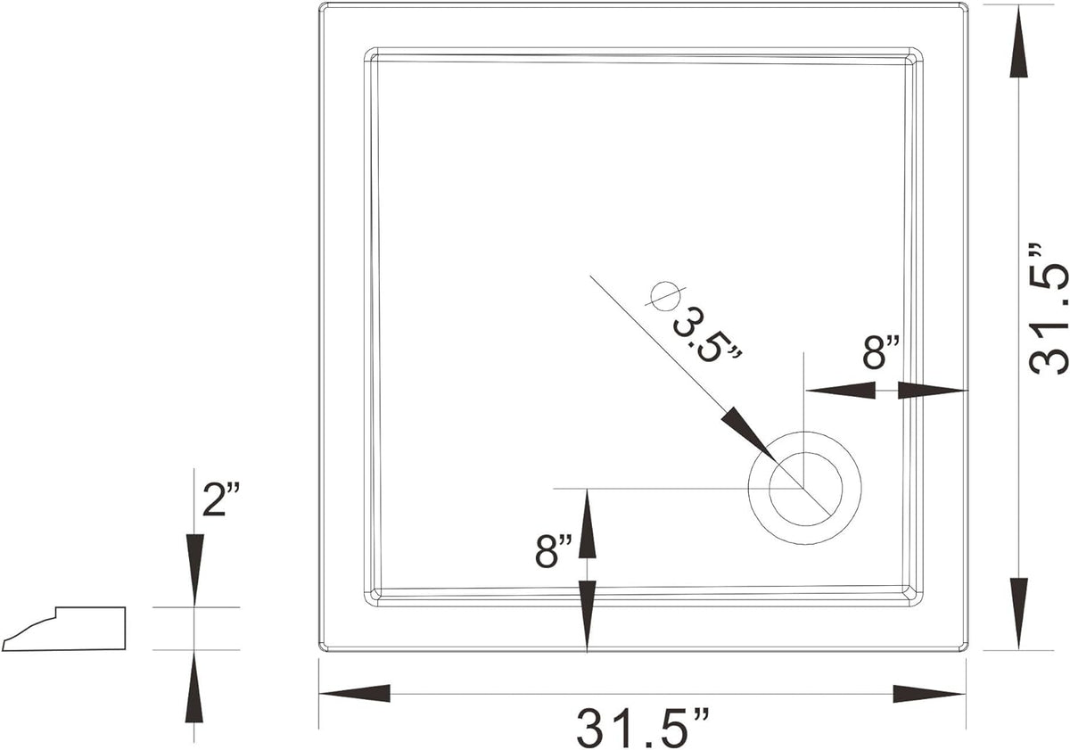 Goodyo® 32"x32" Corner Shower Base Pan White with Drain