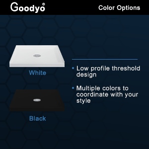 Goodyo® 36"X36" Shower Base with Double Threshold Black