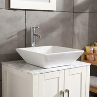 Goodyo® 16" Square White Ceramic Basin Bathroom Vessel Sink
