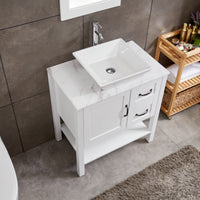 Goodyo® 30" Bathroom Vanity and Sink Combo, Modern White Cabinet Vanity with Mirror