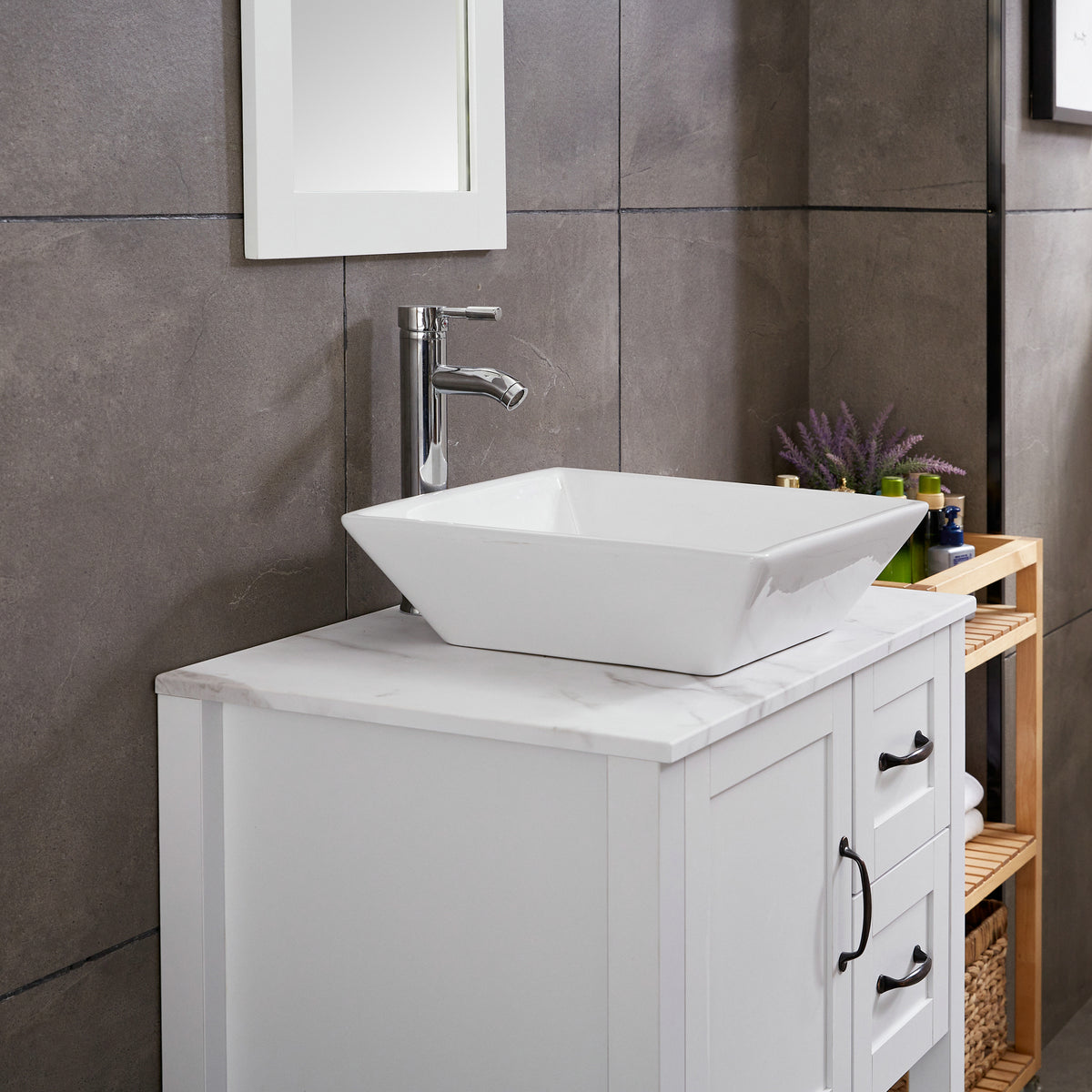 Goodyo® 30" Bathroom Vanity and Sink Combo, Modern White Cabinet Vanity with Mirror