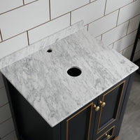 Goodyo® 24" Wood Bathroom Vanity Dark Navy Blue, Marble Top w/ Bowl Sink