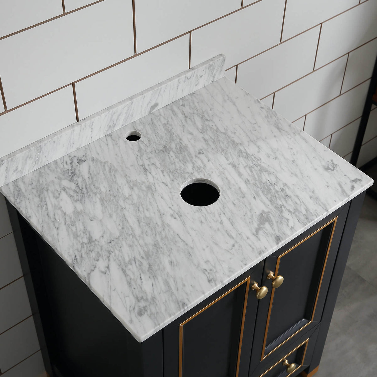 Goodyo® 24“  Wood Bathroom Vanity w/ Marble Top & Mirror Only