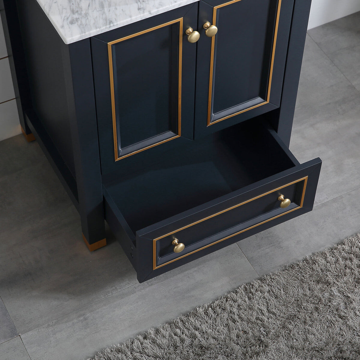 Goodyo® 24“  Wood Bathroom Vanity w/ Marble Top & Mirror Only