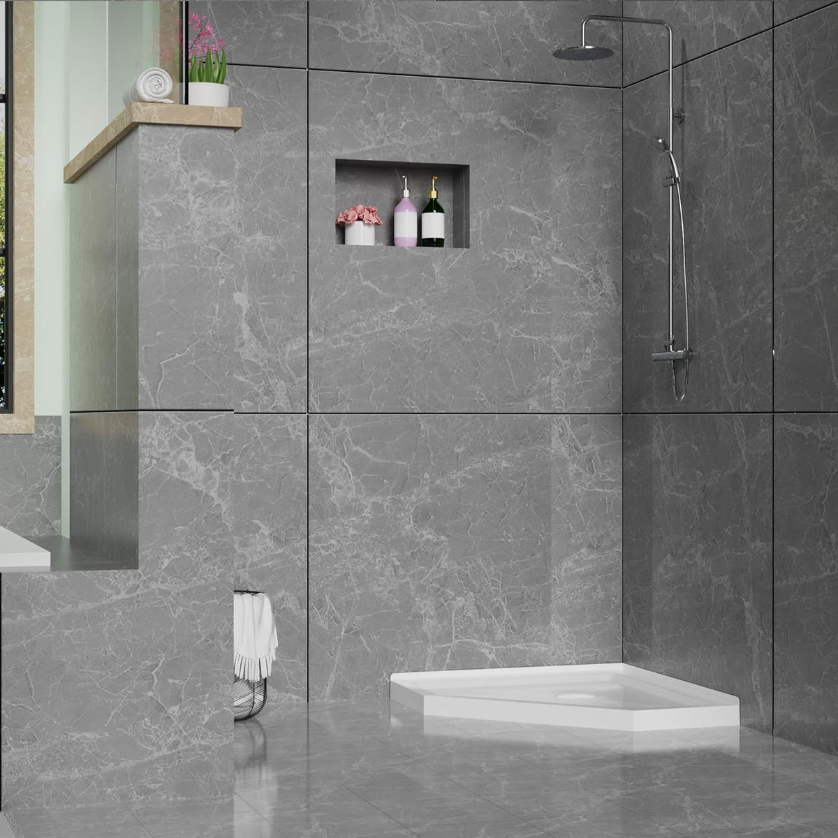 Goodyo® 36“ Neo-Angle Shower Base in White