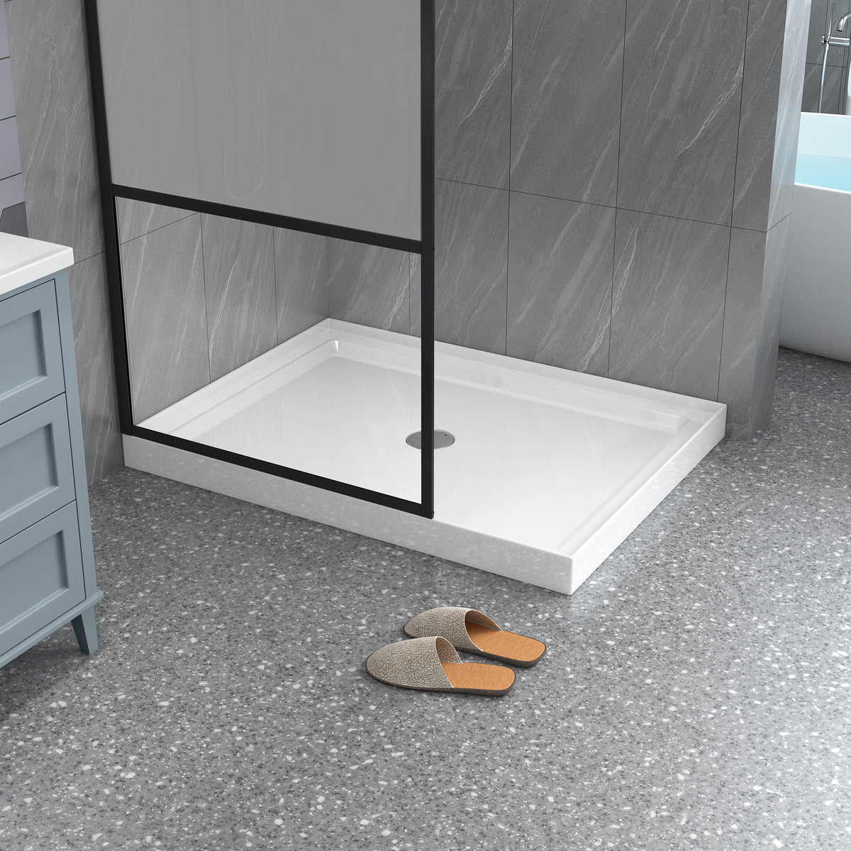 Goodyo® 34"x72" Shower Screen Door Walk-in Wetroom for Bathroom, Black