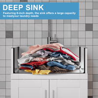 Goodyo® 24” White Utility Room Sink Cabinet with Stainless Steel Utility Sink