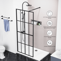 Goodyo® 34x72" Black Silk-Print Shower Door Walk-in