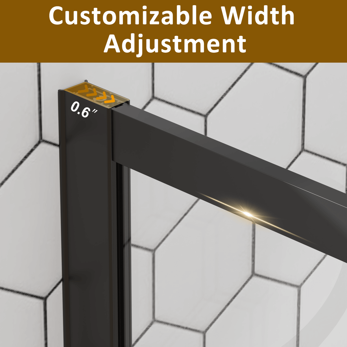 Goodyo® 34” X 72” Shower Door Tempered Glass Framed Shower Screen Panel for Walk-in Bathroom Black, 3-Pieces Glass