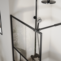 Goodyo® 34” X 72” Shower Door Tempered Glass Framed Shower Screen Panel for Walk-in Bathroom Black, 3-Pieces Glass