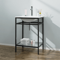 Goodyo® 24" Black Metal Bathroom Vanity w/ Sink Top