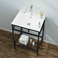 Goodyo® 24" Black Metal Bathroom Vanity w/ Sink Top