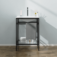 Goodyo® 24" Black Metal Bathroom Vanity w/ Sink Top