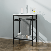 Goodyo® 24" Black Metal Bathroom Vanity w/ Sink Top