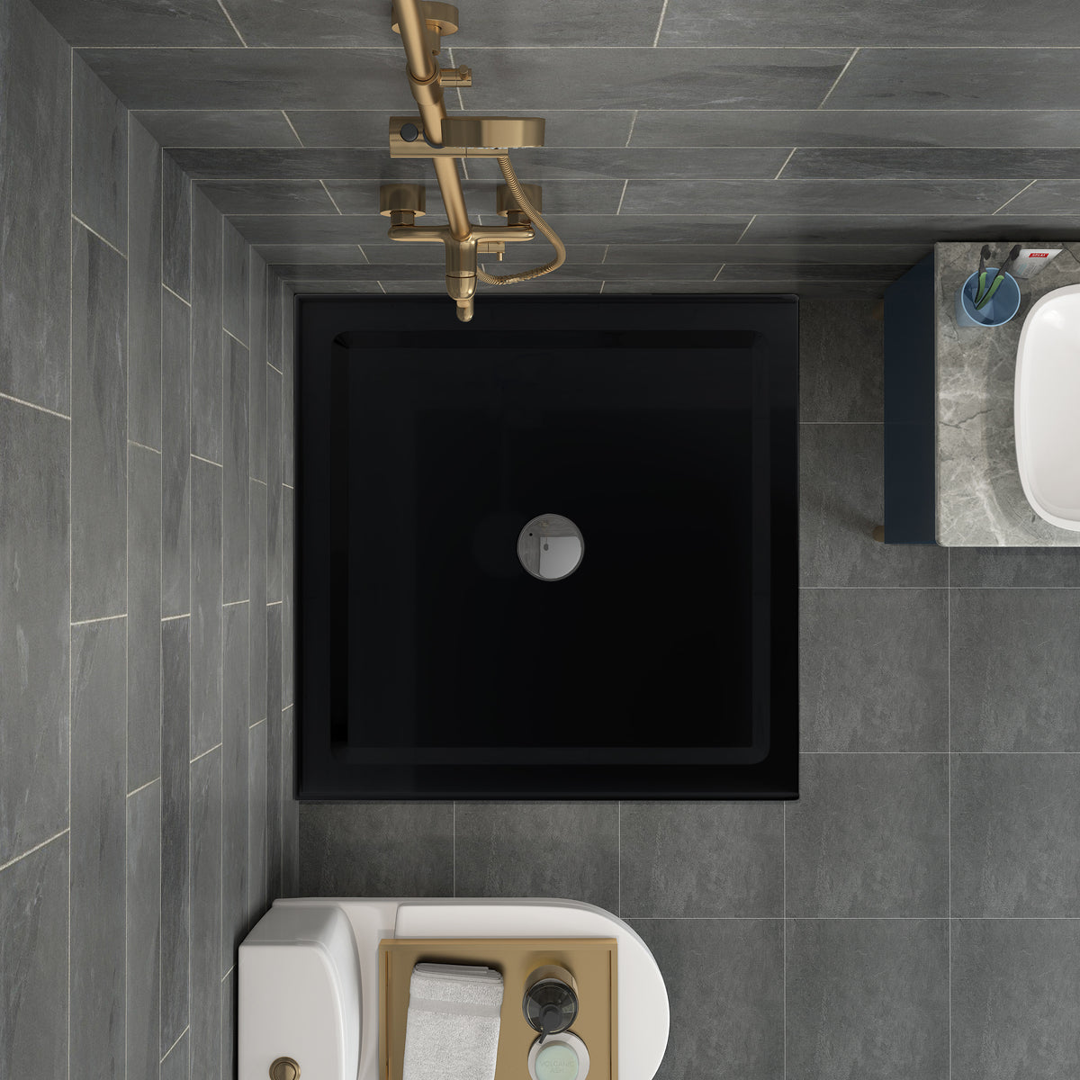Goodyo® 36"x36" Black Shower Base w/ Center Drain