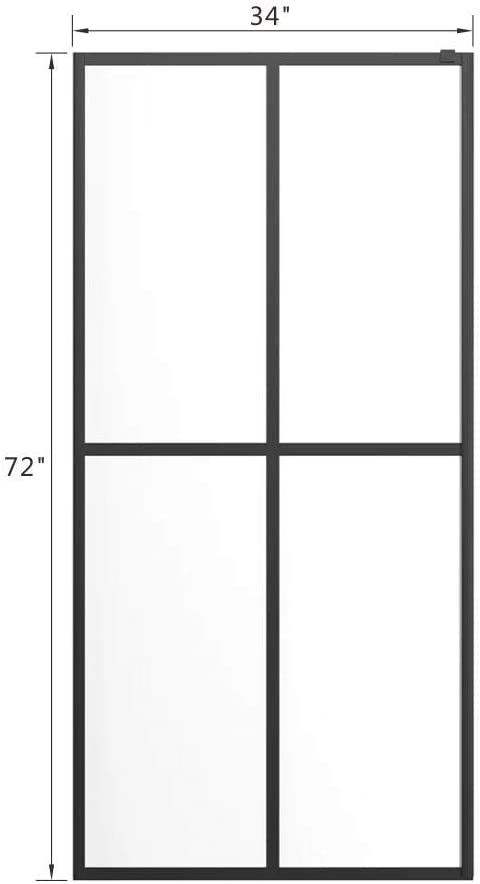 Goodyo® 34“x72” Black Shower Screen Frost Glass Wetroom