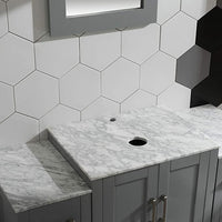 Goodyo® 48" Wood Bathroom Vanity with Sink, Gray with Marble Top & Mirror