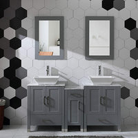 Goodyo® 60" Gray Bathroom Vanity w/ Marble Tops