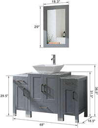 Goodyo® 48" Wood Bathroom Vanity with Sink, Gray with Marble Top & Mirror