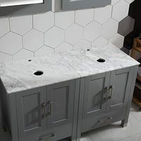 Goodyo® 48" Double Sink Vanity Gray Bathroom Vanity w/ Marble Top & Mirror