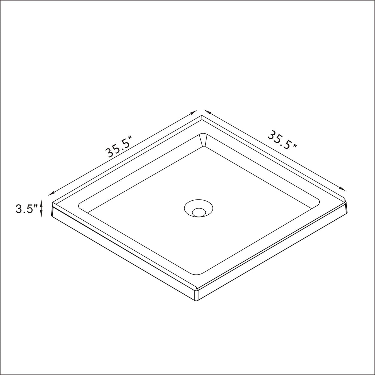 Goodyo® 36"x36" White Shower Base w/ Center Drain