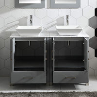 Goodyo® 48" Double Sink Vanity Gray Bathroom Vanity w/ Marble Top & Mirror