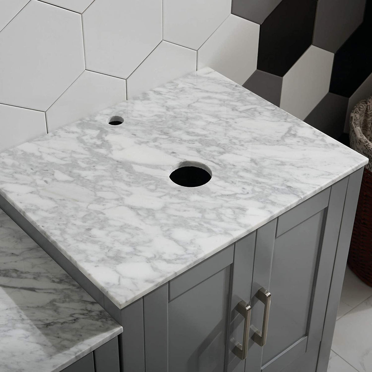 Goodyo® 36" Gray Bathroom Vanity w/ Marble Top