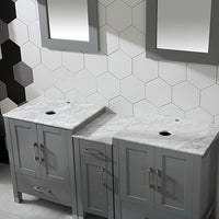 Goodyo® 60" Gray Bathroom Vanity w/ Marble Tops