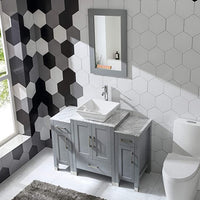 Goodyo® 48" Wood Bathroom Vanity with Sink, Gray with Marble Top & Mirror