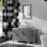 Goodyo® 48" Wood Bathroom Vanity with Sink, Gray with Marble Top & Mirror