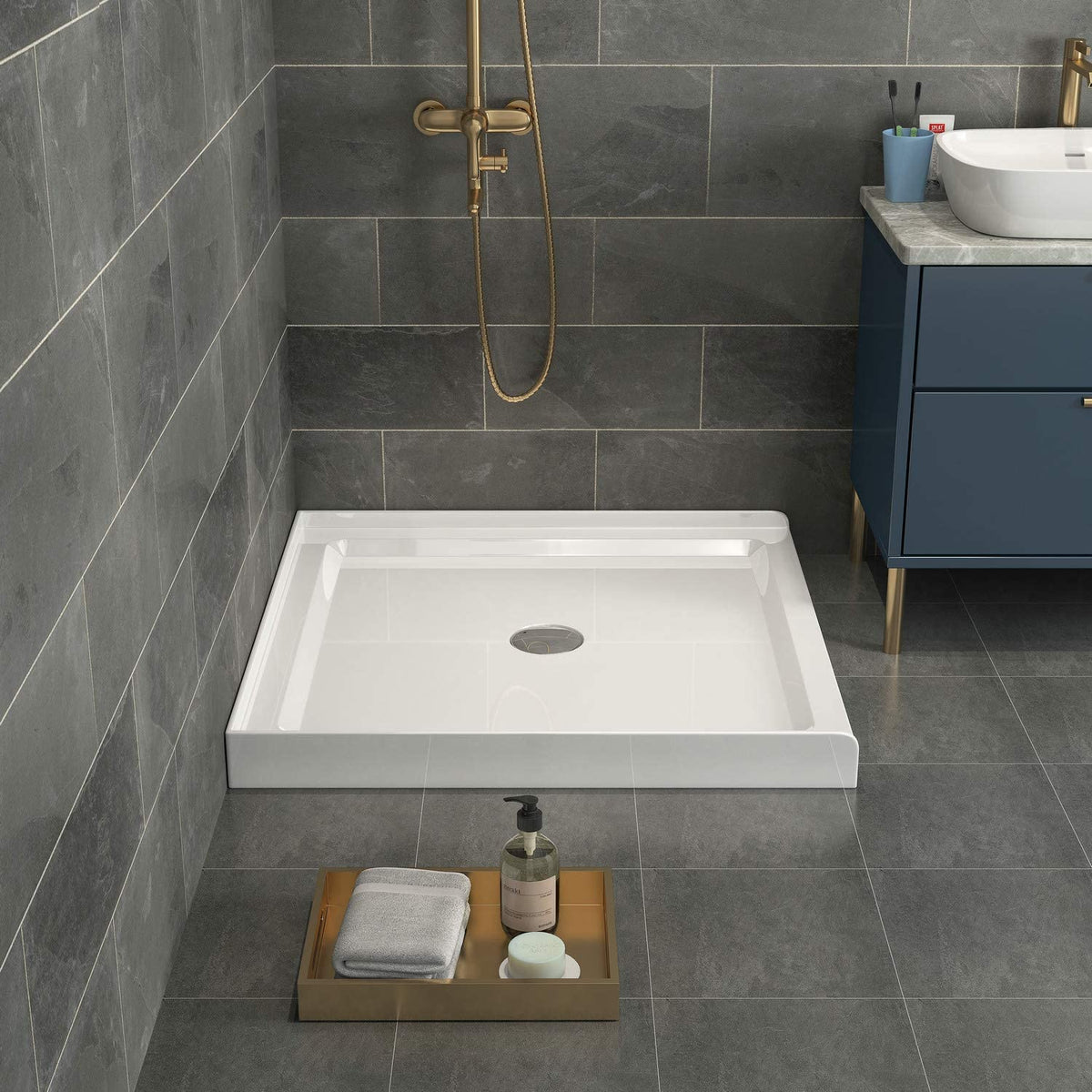 Goodyo® 36"x36" White Shower Base w/ Center Drain