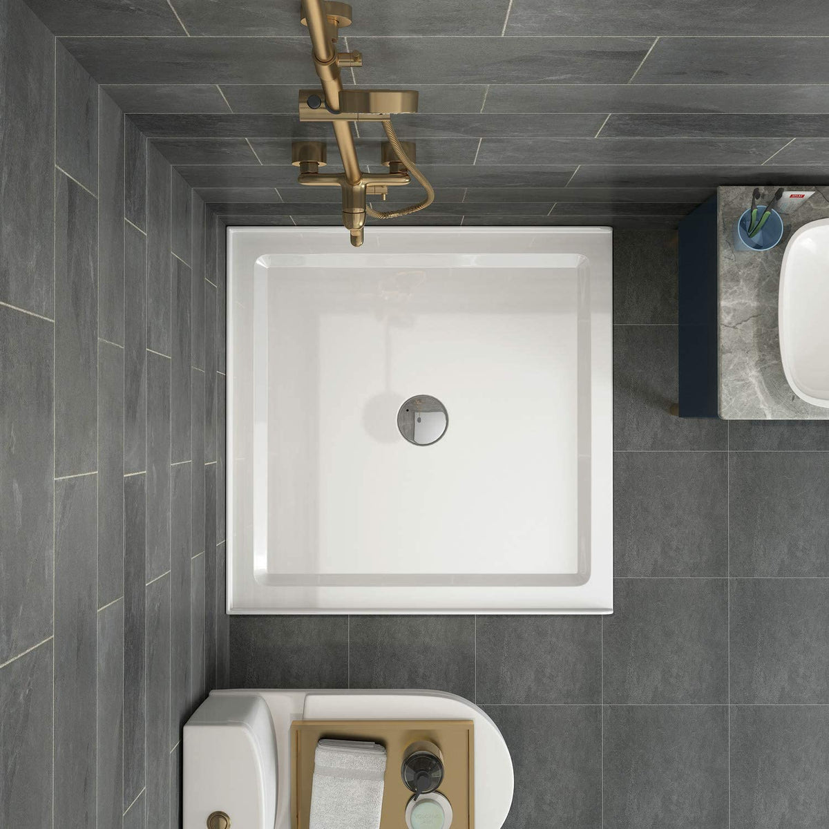Goodyo® 36"x36" White Shower Base w/ Center Drain