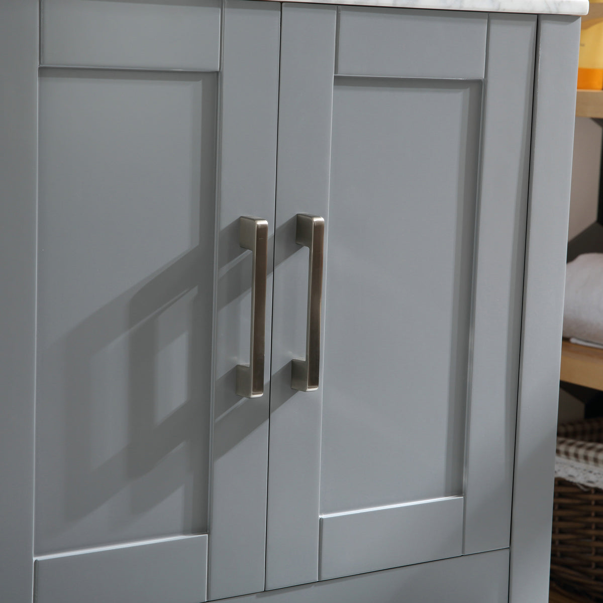 Goodyo® 24” Gray Solid Wood Bathroom Vanity w/ Vessel Sink & Marble Top