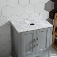 Goodyo® 24” Gray Solid Wood Bathroom Vanity w/ Vessel Sink & Marble Top