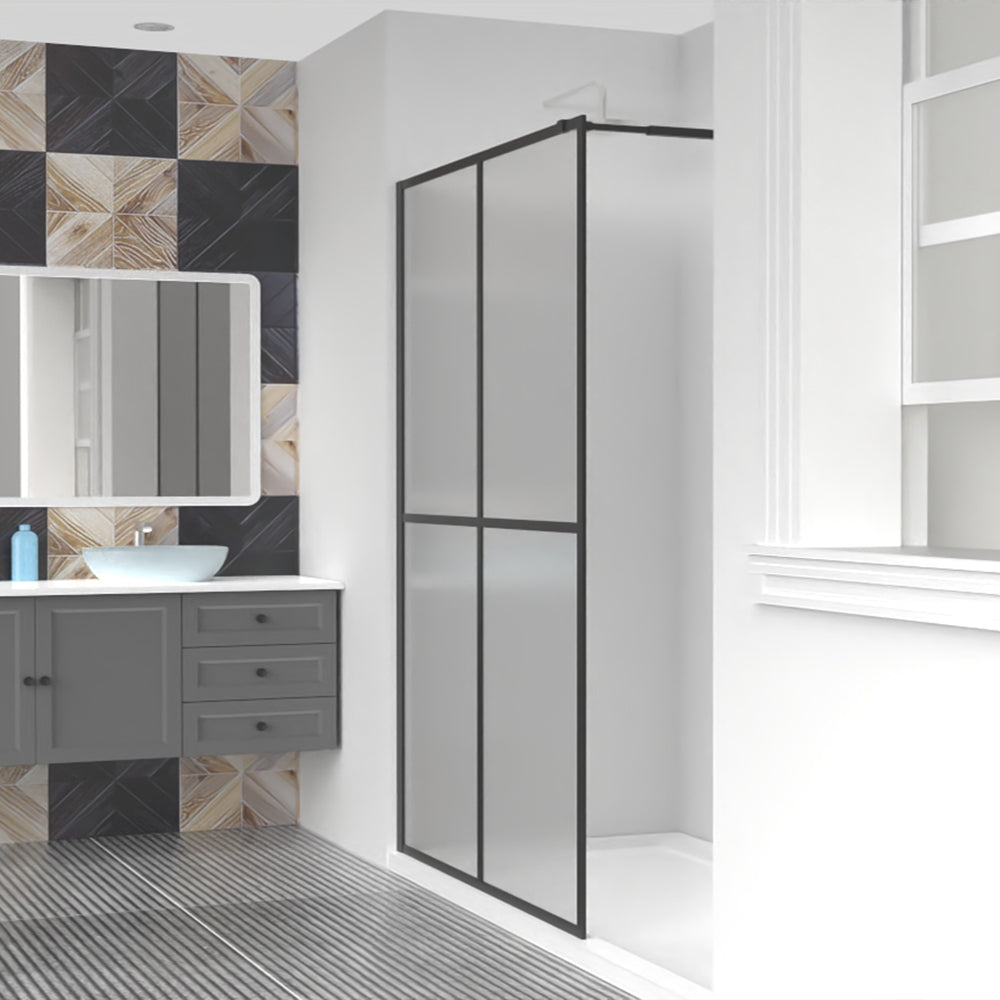Goodyo® 34“x72” Black Shower Screen Frost Glass Wetroom