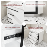Goodyo 30" Modern Bathroom Vanity with Ceramic Sink, Freestanding 3 Drawers Bathroom Cabinet