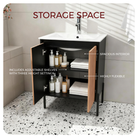 Goodyo 30" Modern Bathroom Vanity with Sink Combo – Fluted Walnut & Black Freestanding Cabinet with Adjustable  Metal Feet
