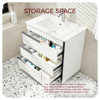 Goodyo 30" Modern Bathroom Vanity with Ceramic Sink, Freestanding 3 Drawers Bathroom Cabinet