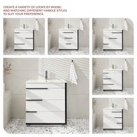 Goodyo 30" Modern Bathroom Vanity with Ceramic Sink, Freestanding 3 Drawers Bathroom Cabinet