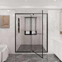 Goodyo Pivot Shower Door – Matte Black Framed Swing Glass, 56-60" x 72", 1/4" Clear Tempered Glass, Modern Bathroom Shower Enclosure