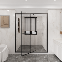 Goodyo Pivot Shower Door – Matte Black Framed Swing Glass, 56-60" x 72", 1/4" Clear Tempered Glass, Modern Bathroom Shower Enclosure