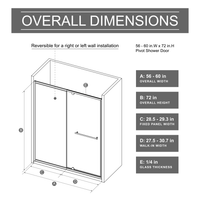 Goodyo Pivot Shower Door – Matte Black Framed Swing Glass, 56-60" x 72", 1/4" Clear Tempered Glass, Modern Bathroom Shower Enclosure