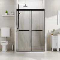 Goodyo 48" x 72" Dual Sliding Shower Door with Soft-Close System, Frameless Glass Shower Enclosure, Matte Black Aluminum Hardware