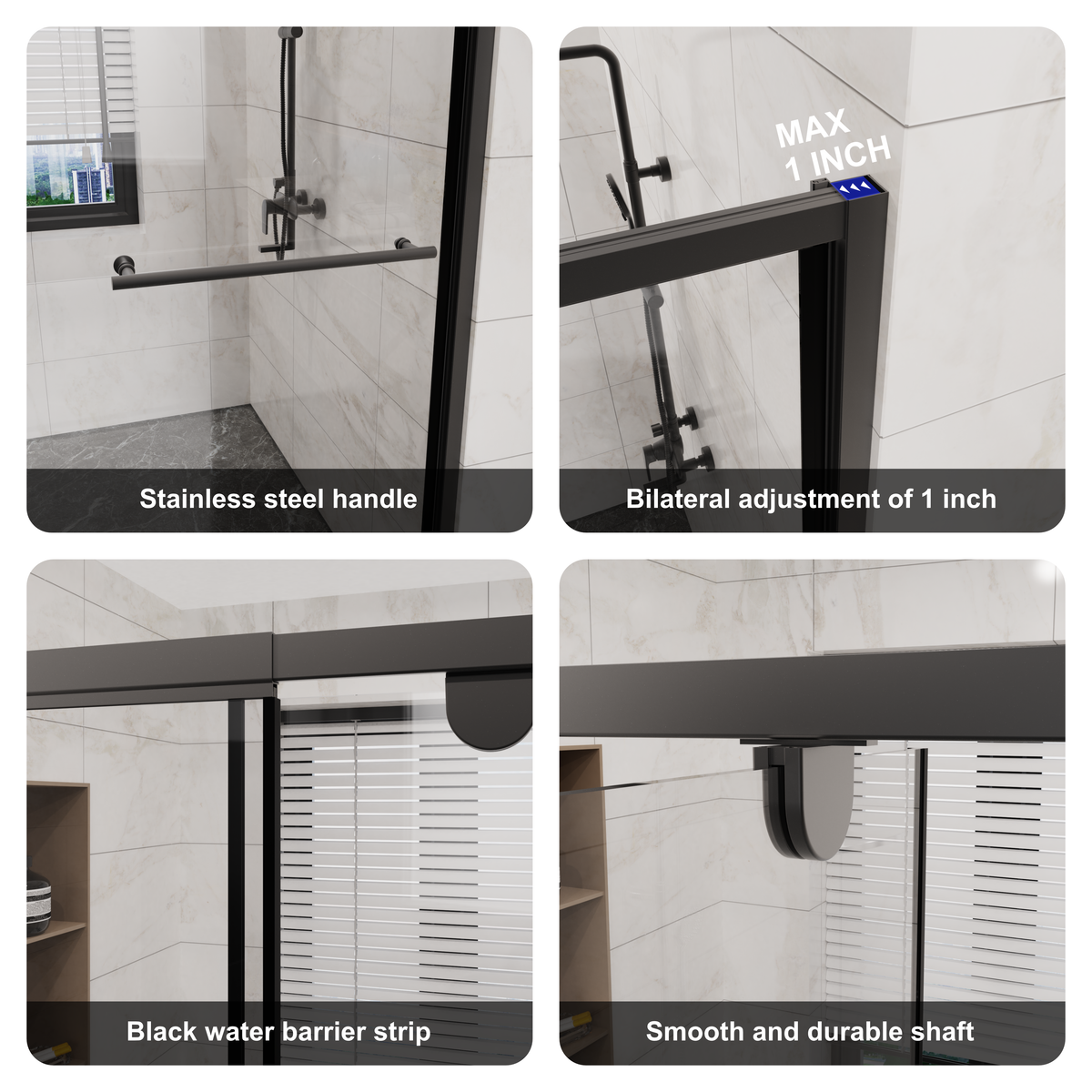 Goodyo Pivot Shower Door – Matte Black Framed Swing Glass, 56-60" x 72", 1/4" Clear Tempered Glass, Modern Bathroom Shower Enclosure