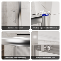 Goodyo 58.5-60 in. W x 72 in. H Sliding Shower Door, Chrome Finish Glass Shower Door with Tempered Safety Glass