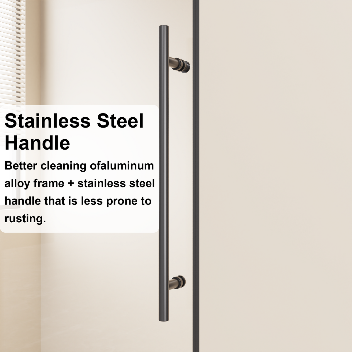 Goodyo 48" W x 72" H Frameless Sliding Shower Door, 1/4" Clear Tempered Glass, Reversible Single Sliding Door with Zinc Rollers & Stainless Steel Handle, Matte Black Finish
