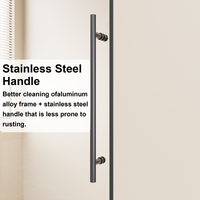Goodyo 48" W x 72" H Frameless Sliding Shower Door, 1/4" Clear Tempered Glass, Reversible Single Sliding Door with Zinc Rollers & Stainless Steel Handle, Matte Black Finish
