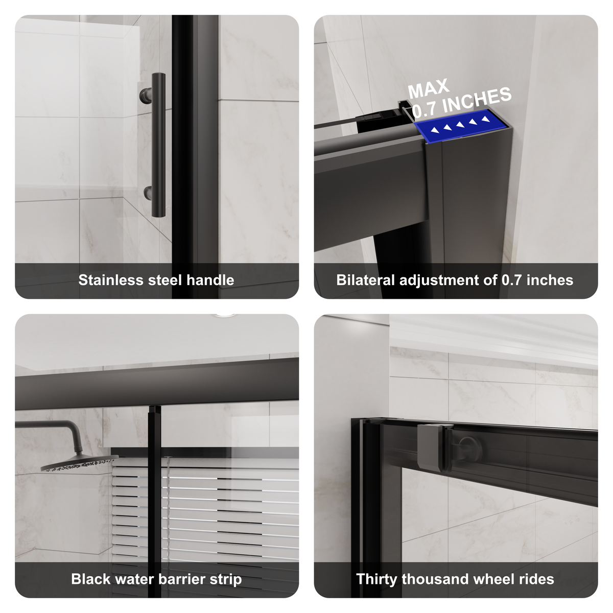 Goodyo 60 in. W x 62 in. H Black Sliding Bathtub Shower Door, 1/5 in. Clear Tempered Glass Tub Door with Stainless Steel Handle, Single Sliding Shower Screen